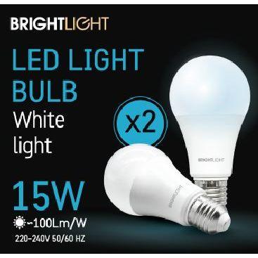 זוג נורות לד אור לבן 15W A60 E27