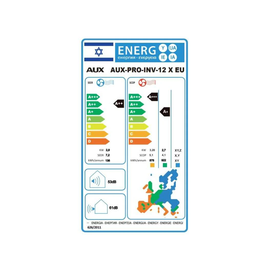 מזגן עילי דגם AUX PRO INV 12 X EU מבית טורנדו TORNADO- שבע שנות אחריות ע"י היבואן הרשמי - Image 5