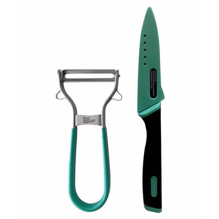 מארז סכין חיתוך 10 סמ+קולפן דו-כיווני SHINE & SHARP ירוק - Image 2