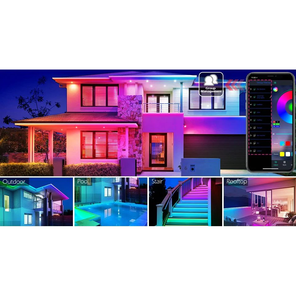 פס לד צבעוני RGB באורך 3 מטרים לתנאי פנים או חוץ כולל אפליקציה לסמארטפון IPHONE ANDROID - Image 5