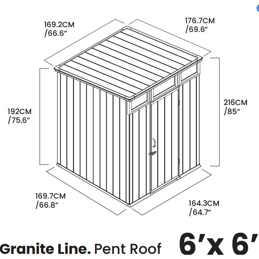 מחסן גינה 6*6 PENT ROOF - Image 2