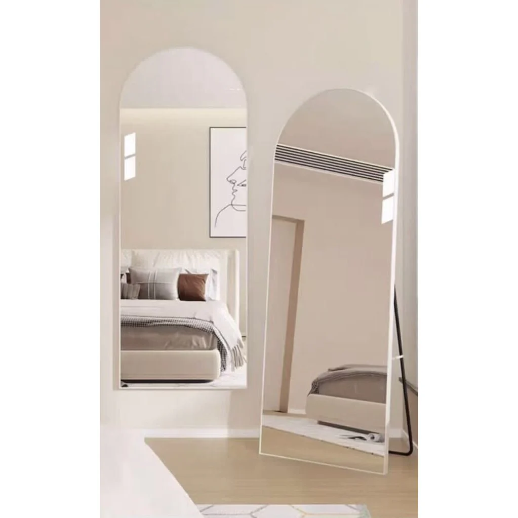מראת גוף חצי אובלית על רגל 57*162 CM לבן