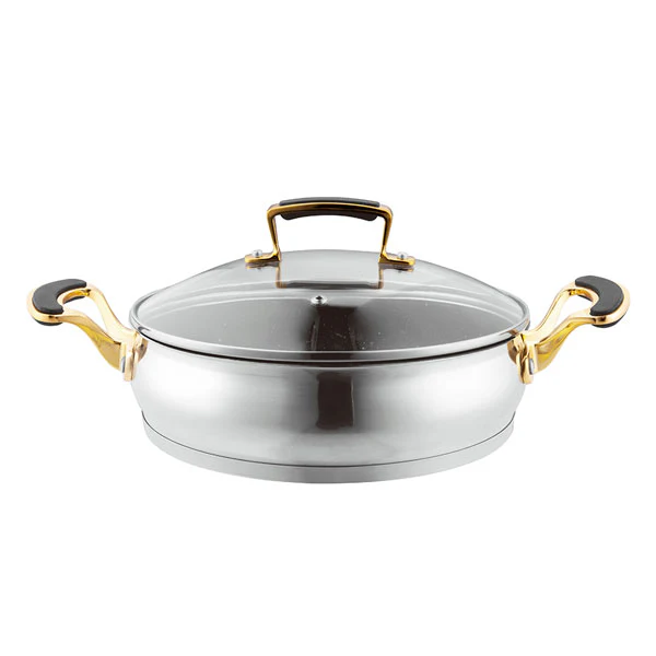 סוטאז' נירוסטה DREAM CHEF בציפוי NON-sticky  עם ידיות זהב מידות 28X28X8.5