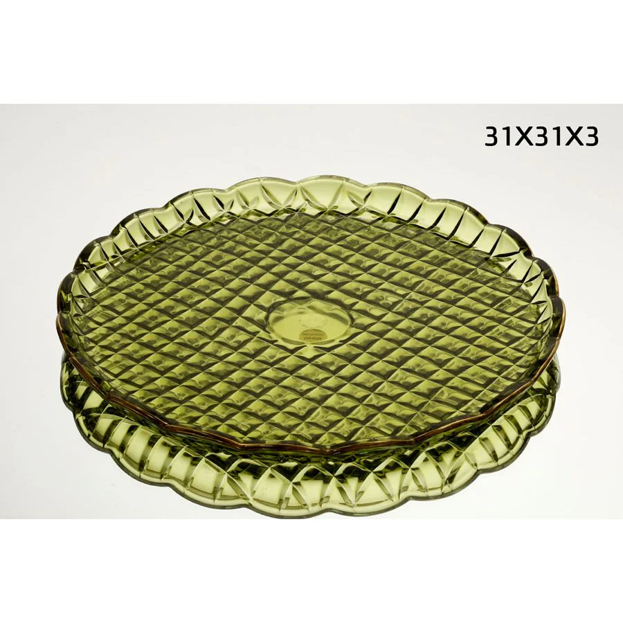 צלחת 31X31 ס״מ בצבע ירוק עם זהב CRYSTALINE - Image 2