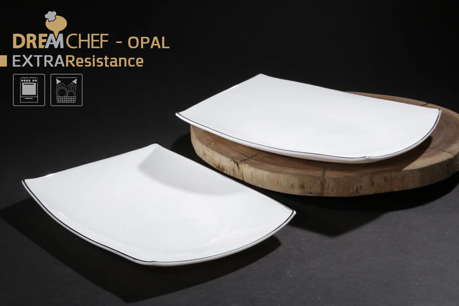 צלחת הגשה 35X25 ס״מ עם פס כסף OPAL - Image 2