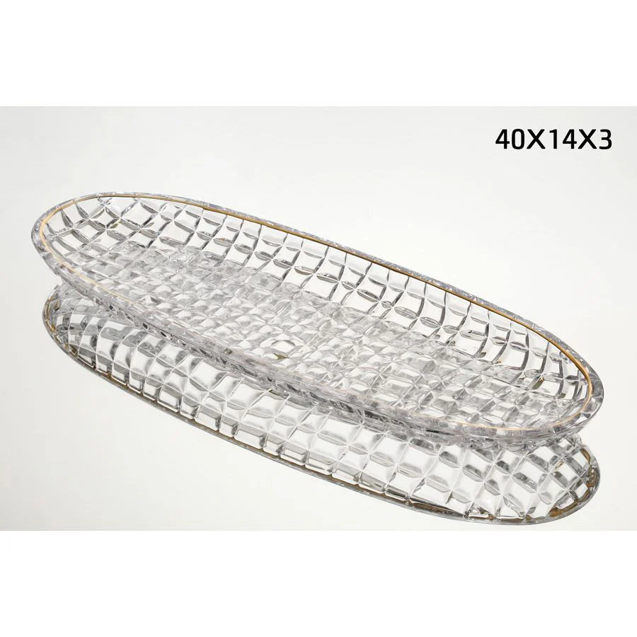 צלחת אינגליש קייק 40X14 ס״מ עם פס זהב CRYSTALINE - Image 2