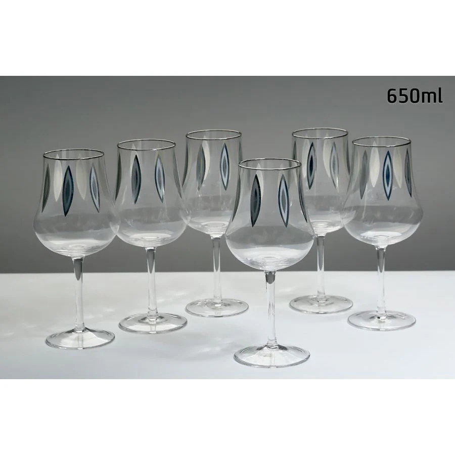 סט 6 גביעי יין crystaline anser  titanium - Image 2