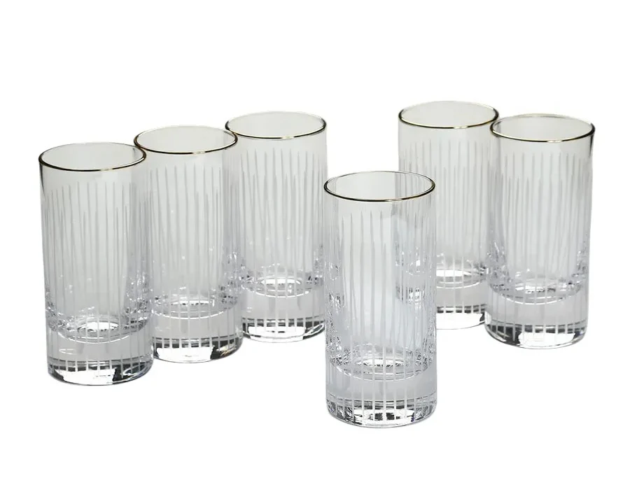 סט 6 כוסות שתיה crystaline toulip gold