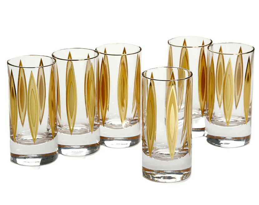 סט 6 כוסות שתיה crystaline anser gold