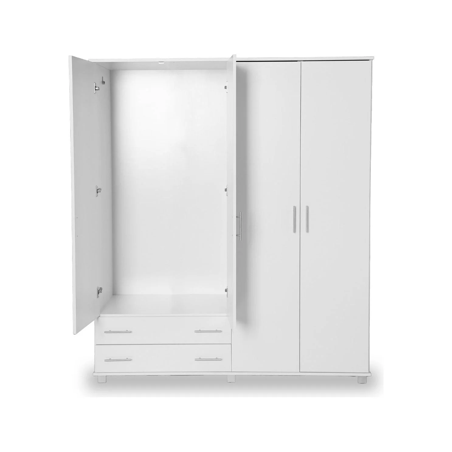 ארון 4 דלתות 2 מגירות לבן - Image 5
