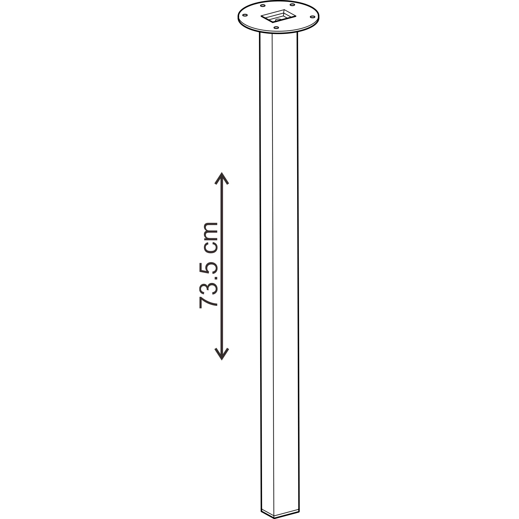 סט 2 רגליים לשולחן, כסוף מרובע, 72.5 ס"מ - Image 3