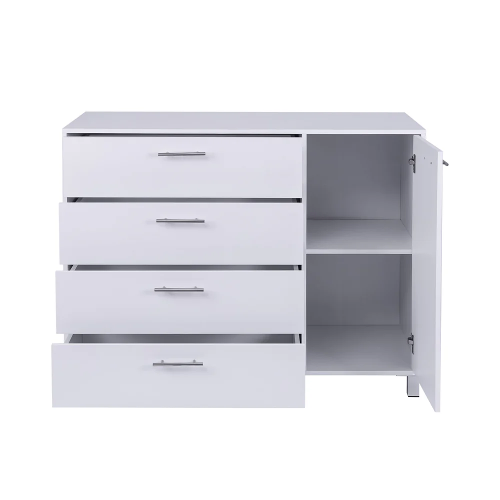 שידה 4 מגירות+דלת 119 ס"מ לבן - Image 4