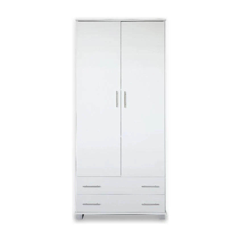 ארון בגדים 2 דלתות+2 מגירות צבע לבן - Image 2