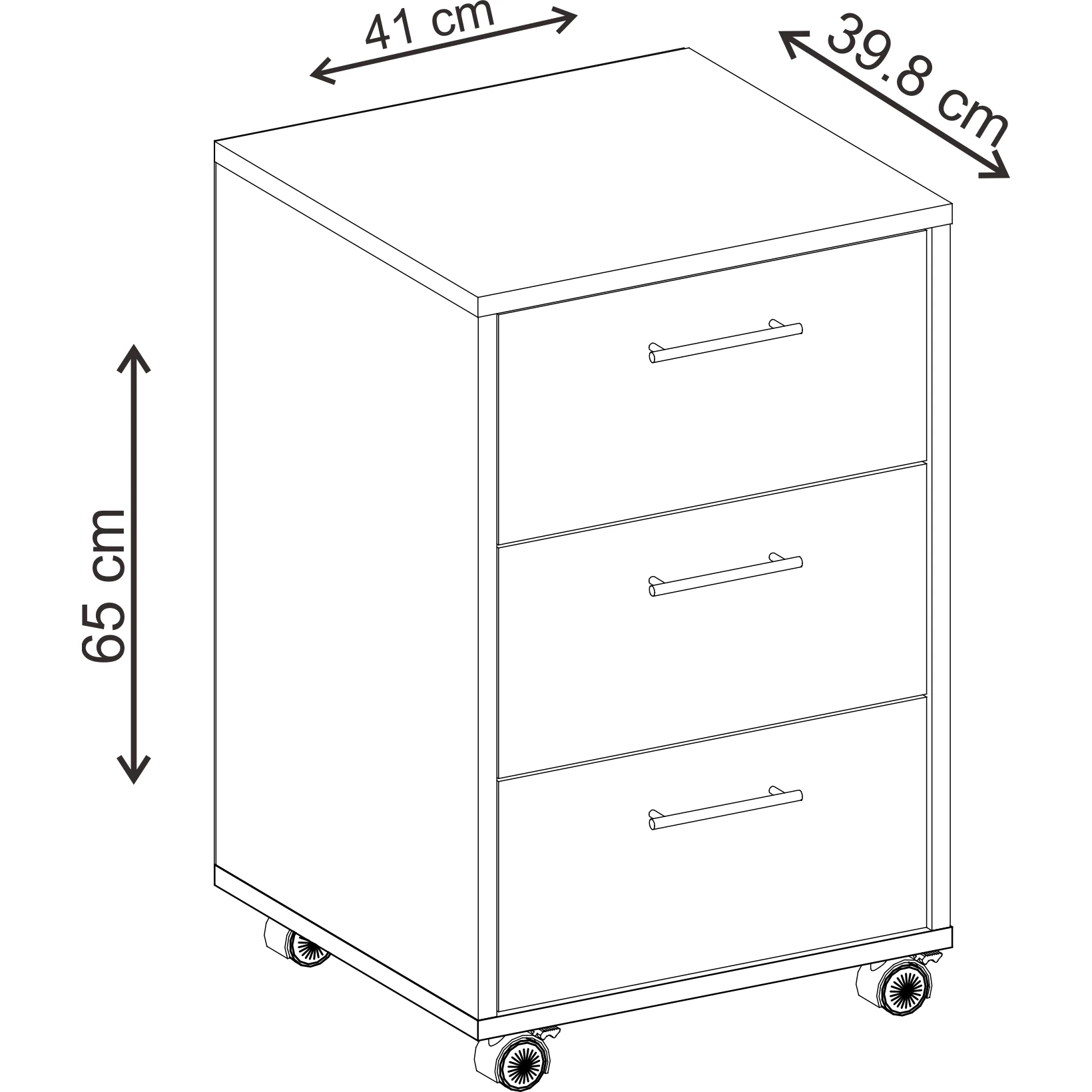 שידת 3 מגירות לבן עם ידיות - Image 4