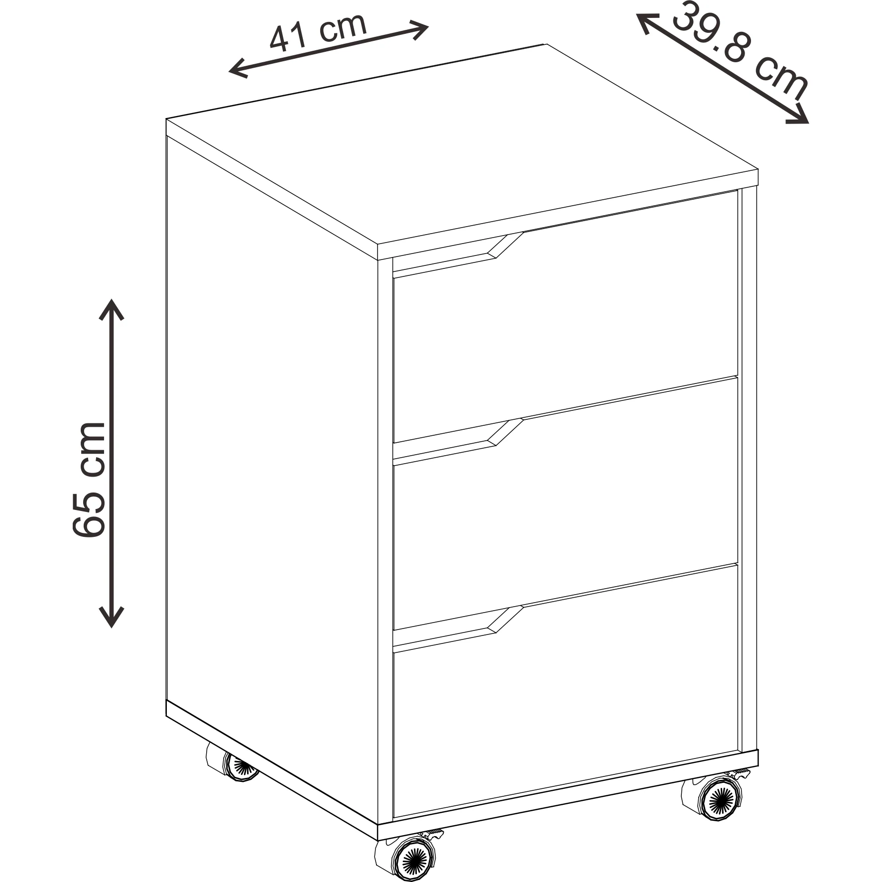 שידה משרדית 3 מגירות צבע לבן - Image 3