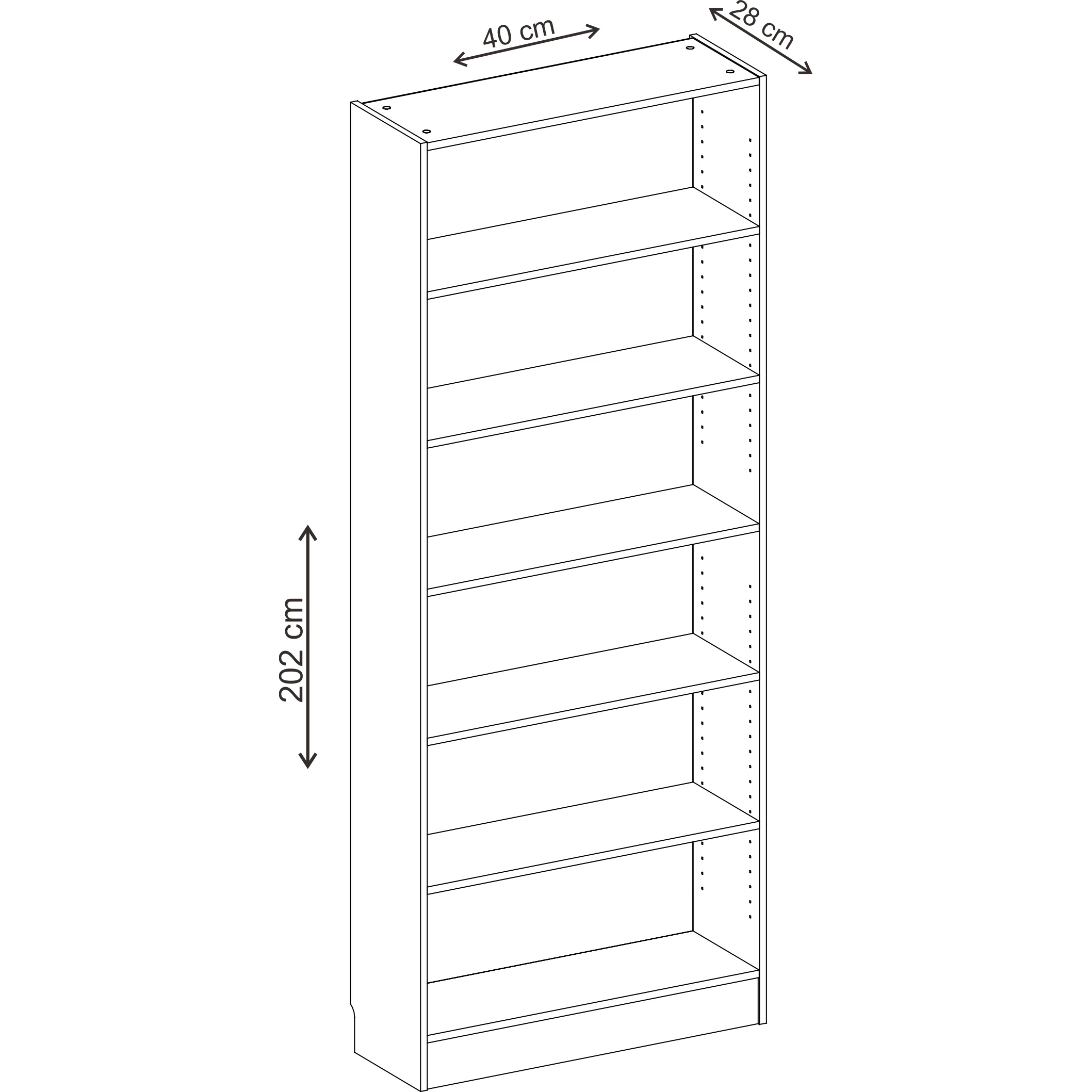 כוננית ספרים 40*28*202 ס"מ צבע עץ - Image 10