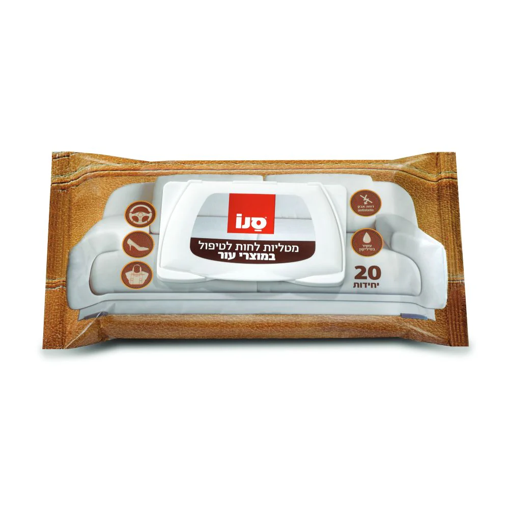 מטליות לחות לניקוי מוצרי עור, סנו