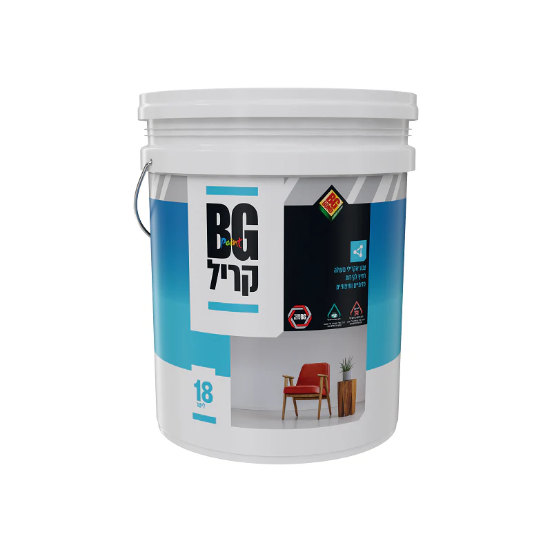 צבע קיר קריל 18 ליטר לבן BG