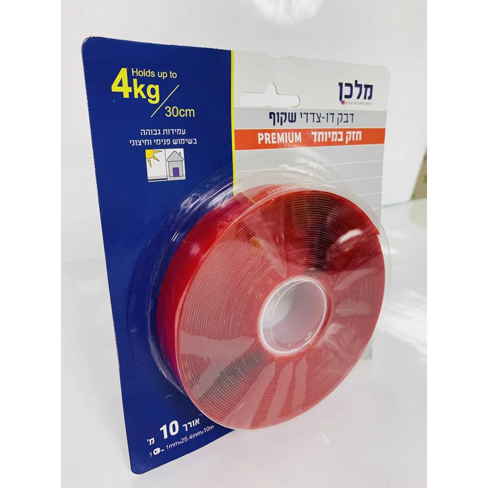 דבק דוצ שקוף חזק במיוחד 25 ממ*10 מ