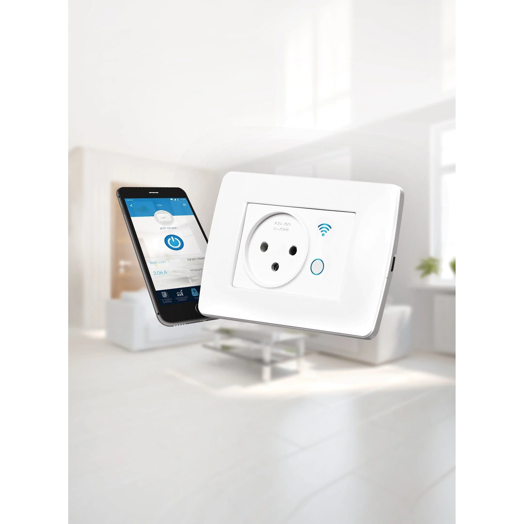 שקע חכם WIFI לקופסא 3 מקום תה"ט (לרכישה באתר בלבד)