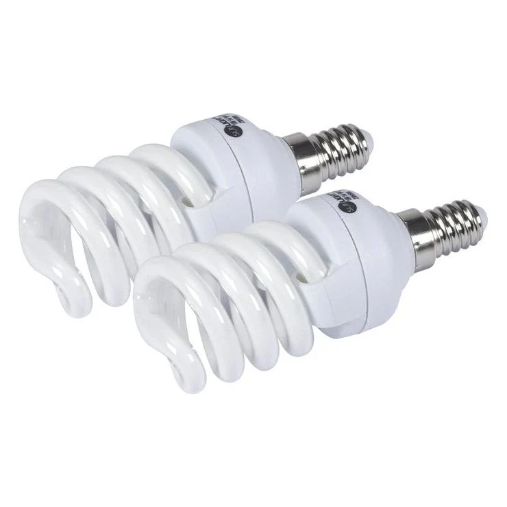 זוג נורות מיני ספירל 20W E14 אור קר