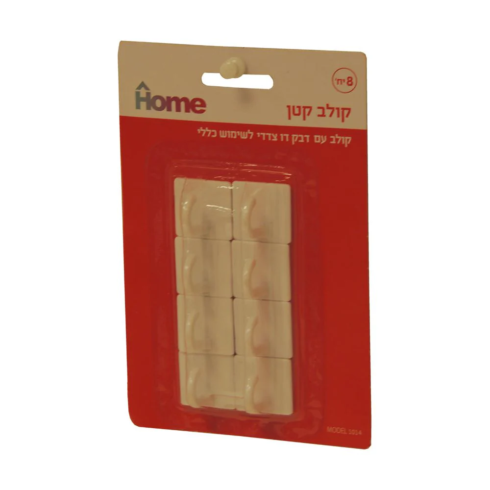 קולב הדבקה 8 י"ח מרובע לבן