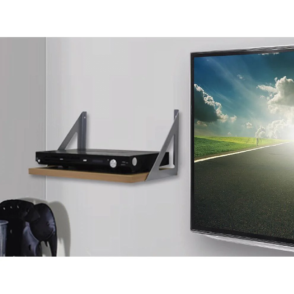 קיט מדף MEDIA 34X24 גוון אלון + 2 תומכים רב שימושיים - Image 3